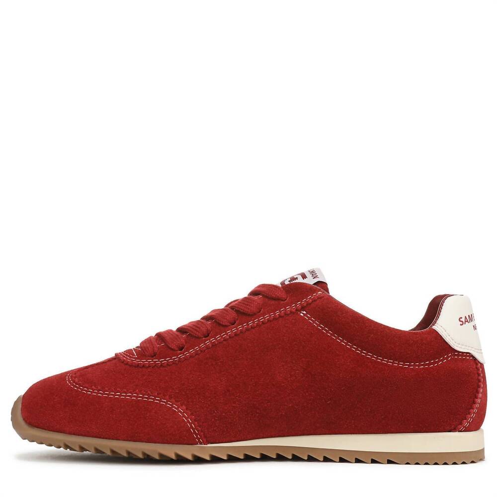 NEW SAM EDELMAN women's isella suede lace-up sneaker in red - Picture 3 of 5
